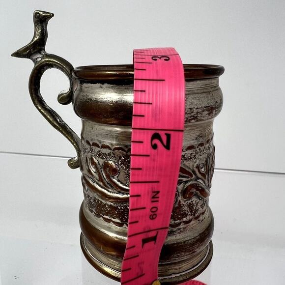 Silver Plated Baby Baptism Christening Vintage Mini Cup Fleur De Lis Bird Handle - Picture 6 of 7